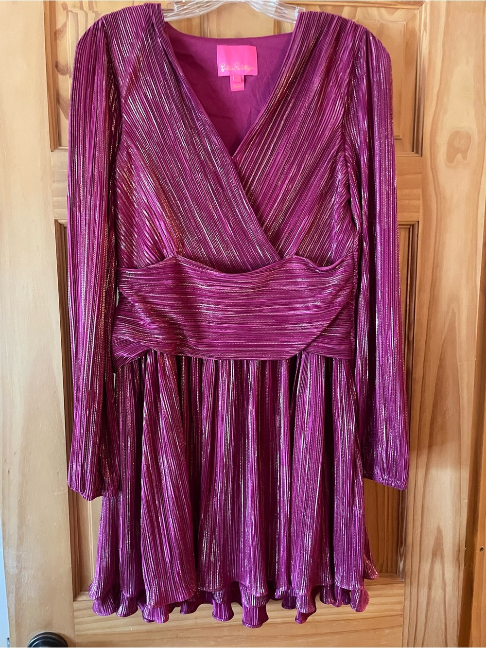 Lilly Pulitzer Metallic Plum Pleated Fit-and-Flare Midi Dress